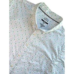 Palm Tree Shirt XXL Pink Green Yellow Croft & Barrow Mens ‎ Slim Fit Resort Vaca